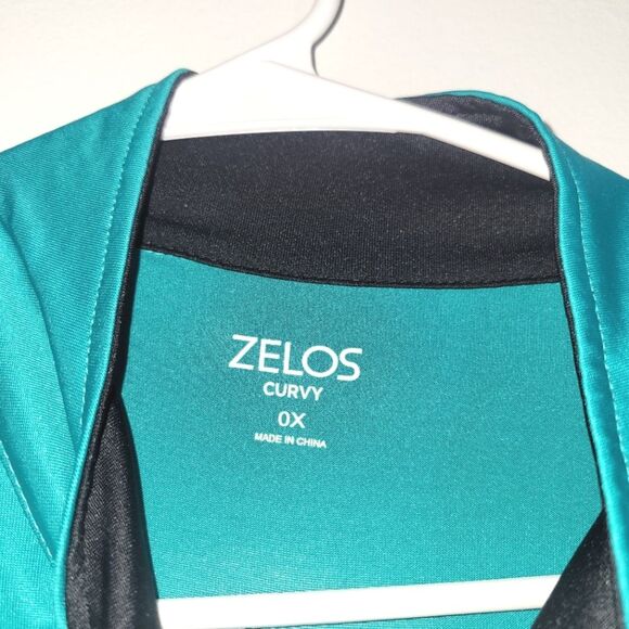 New Zelos Teal Long Sleeve Active Top 0X - Picture 2 of 11
